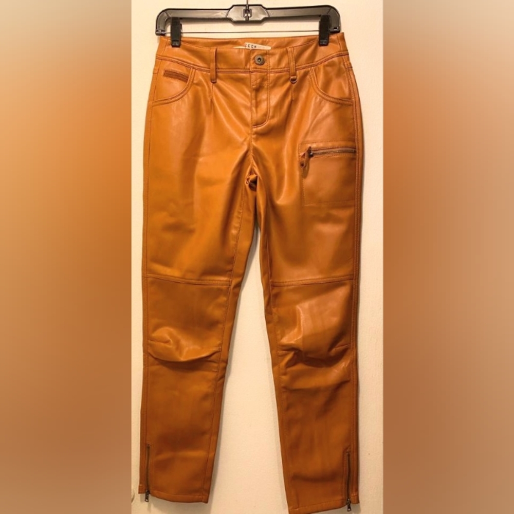 MARRAKESH TAN FAUX LEATHER WOMEN PANTS